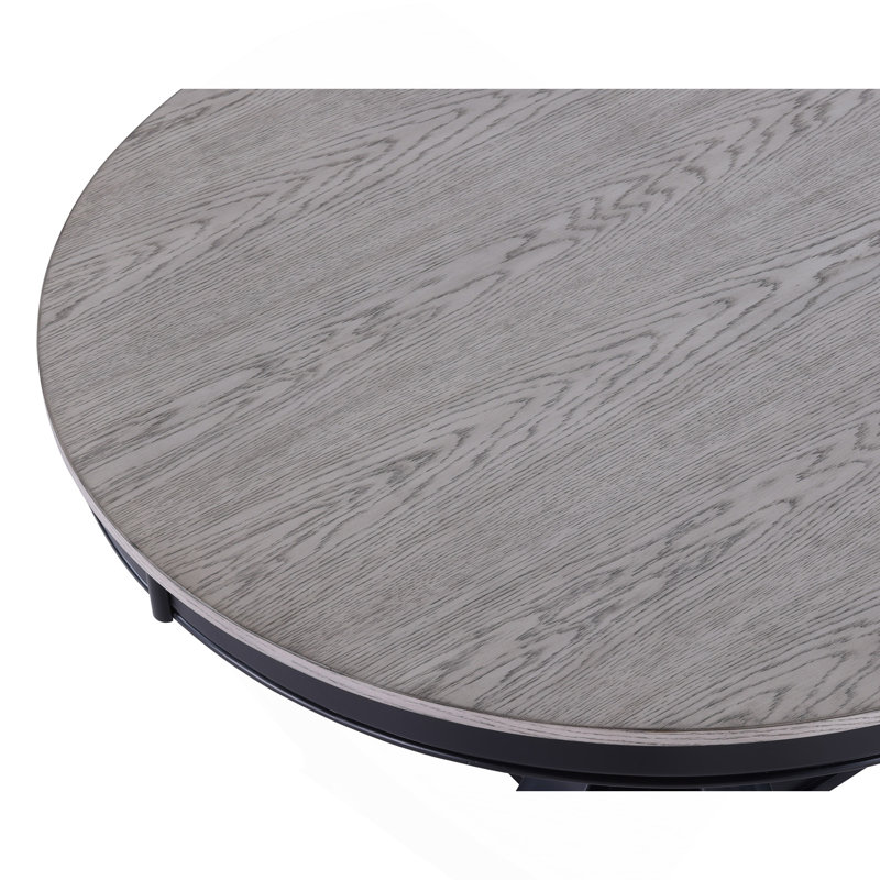 1 pièce Table de salle à manger ronde gris clair contemporain avec base noire et meubles de salle à manger en bois gris