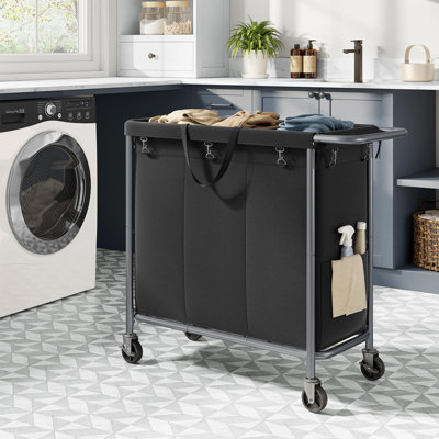3-section Rolling Laundry Hamper