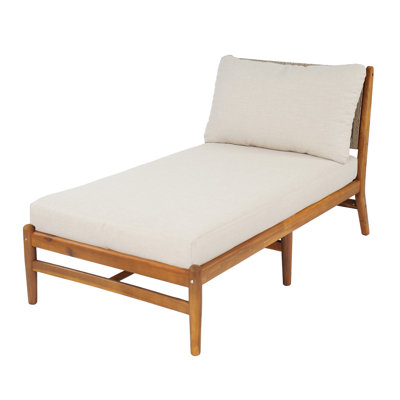Cavett Coastal Mid-Century Resort Outdoor Acacia Wood Chaise Lounge with Handwoven Rope Detailing