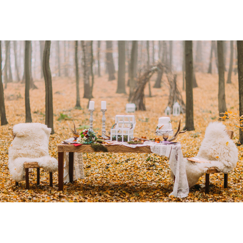 «Vintage Table in Autumn Woods» par Andriikobryn, impression sur toile tendue, H 8 po x l 12 po