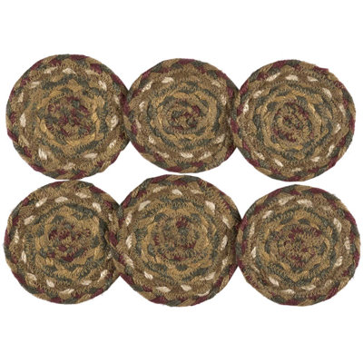 Annabelle Jute Round 6 Piece Coaster Set