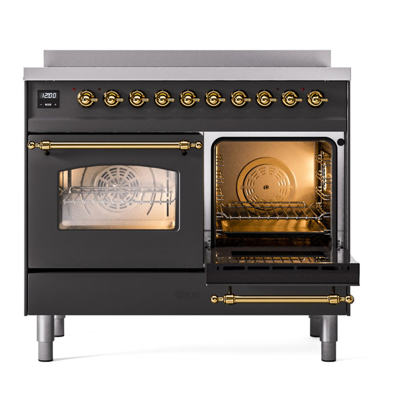 ILVE Nostalgie II 40 in Induction Range, Graphite Matte/Brass