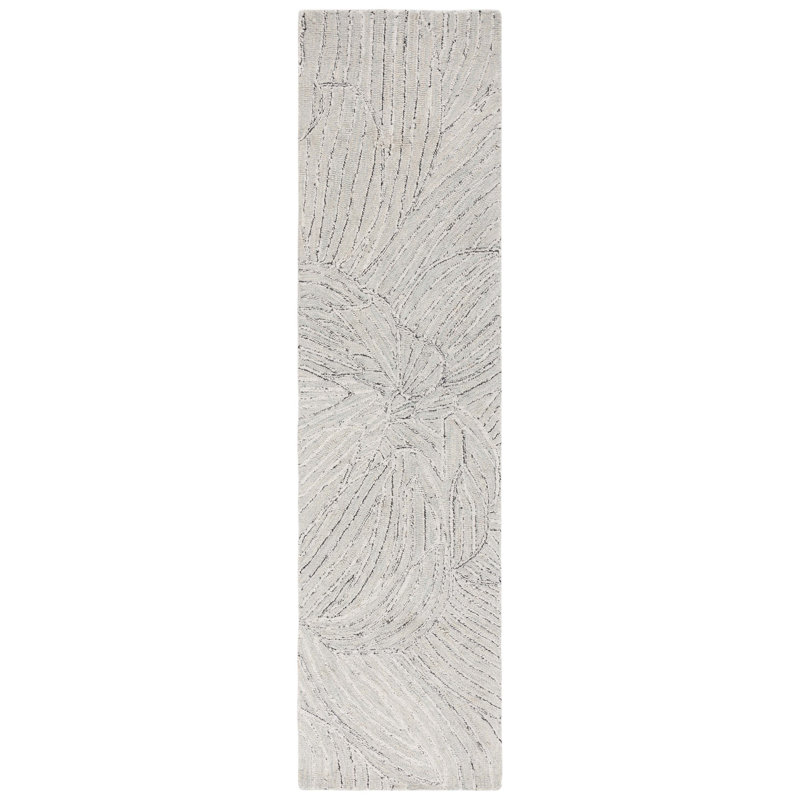 Tapis floral en laine et coton touffeté à la main Metro, Tapis de couloir 2 pi 3 po x 9 pi