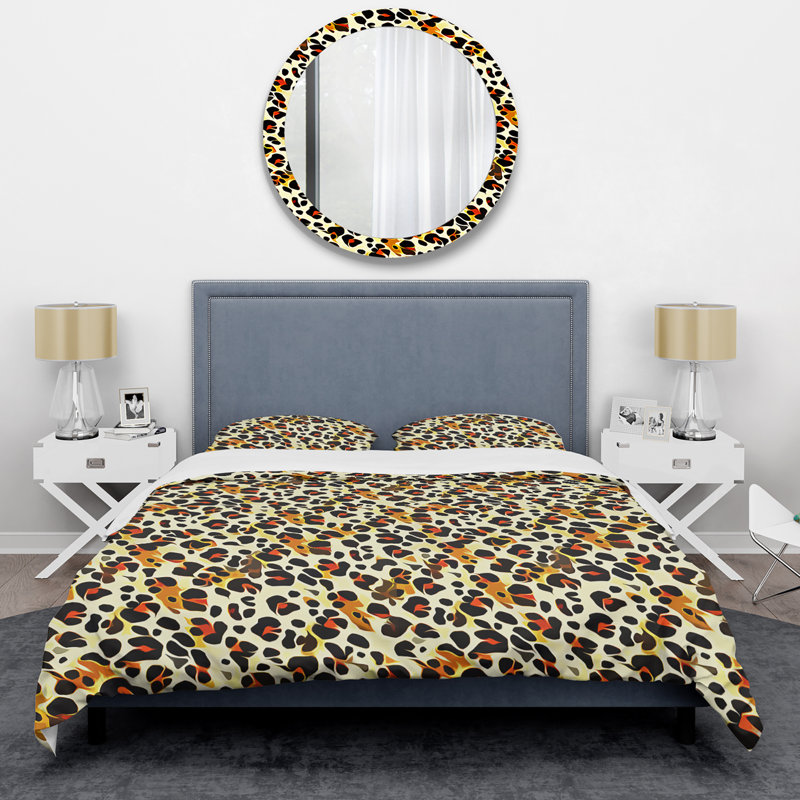 Ensemble de housse de couette en microfibre orange / noir / blanc 3 pièces, Housse de couette pour très grand lit et 2 très
