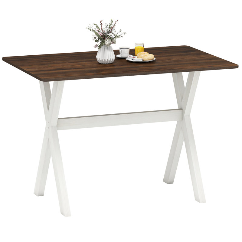 Dining Table w/ X-shaped Frame Wood Grain Texture Tabletop Accent Side Table