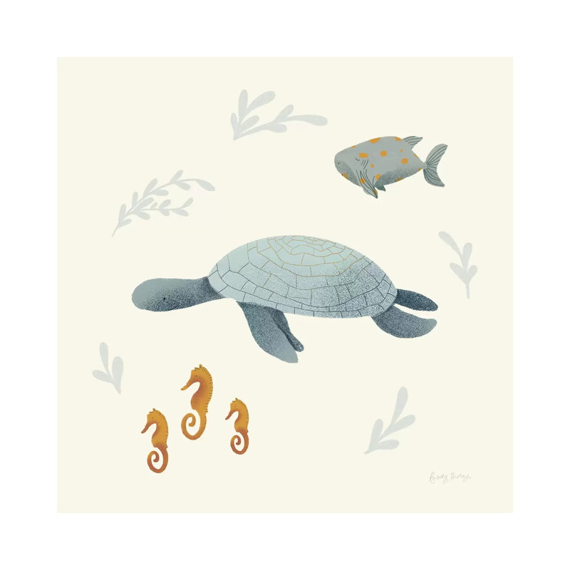 Ocean Life Sea Turtle by Becky Thorns - Wrapped Canvas Print, 66.04 cm H x 66.04 cm W x 1.91 cm D