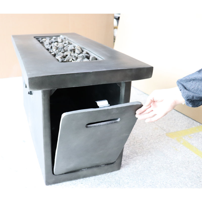 Outdoor Concrete Fireplace With 50000 , 24'' H, Propane/Natural Gas, Gray Modern Finish Fire Pit Propane & Natural Style