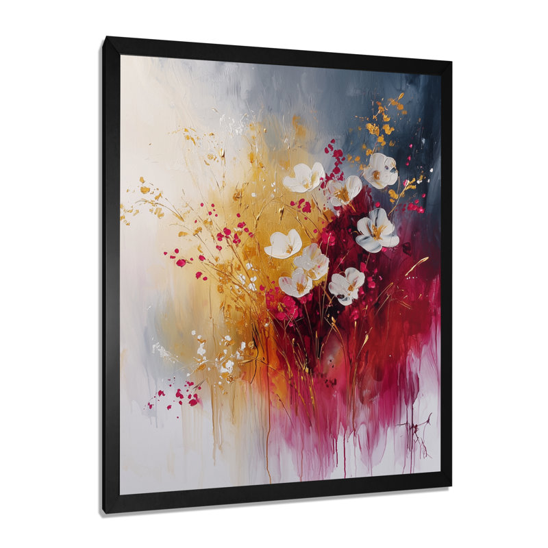 Odette - art mural floral, Noir, noir, noir, noir, H 20 po x l 12 po, Reproduction encadrée d'une seule photo