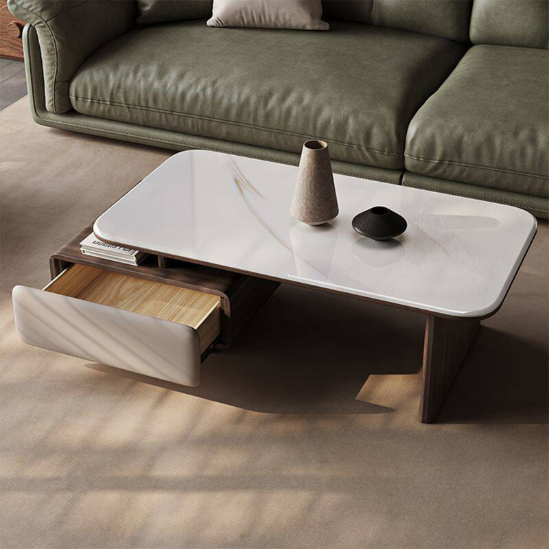 Table basse rectangulaire en céramique de verre