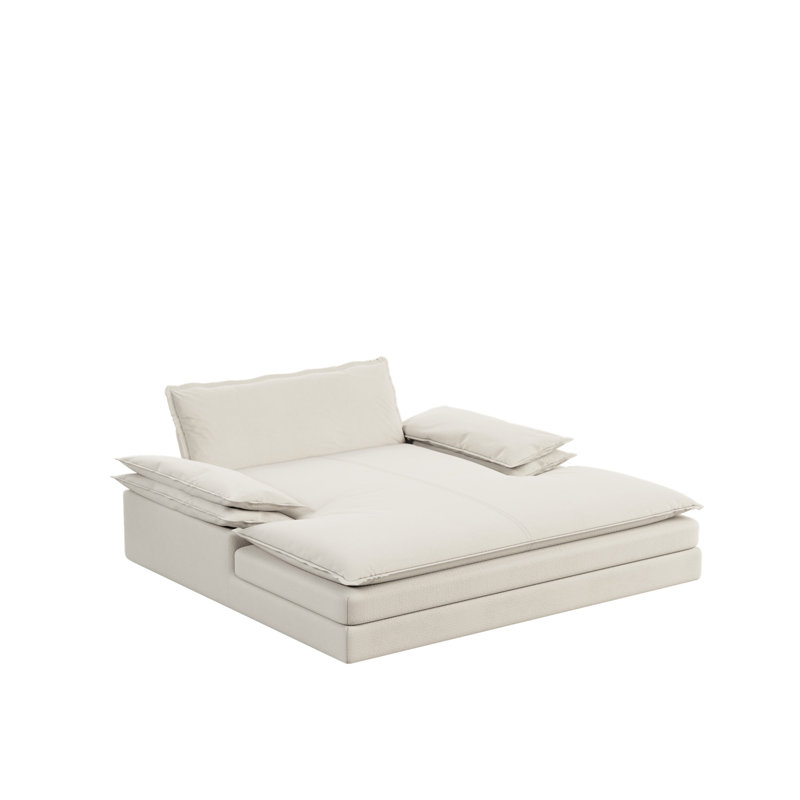 Méridienne moderne surdimensionnée double, Beige/White Chenille