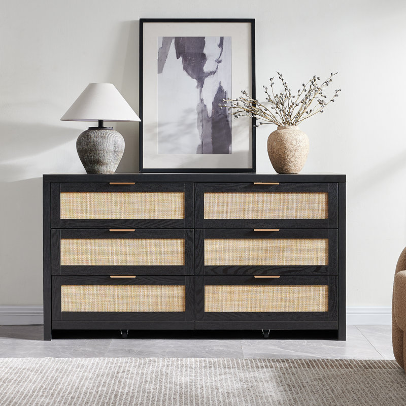 Commode 6 tiroirs Chada, Noir