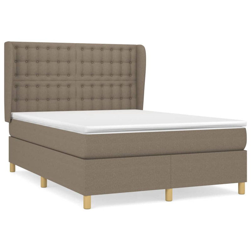 Liang Upholstered Bed, Taupe, Double (140 x 190 cm)