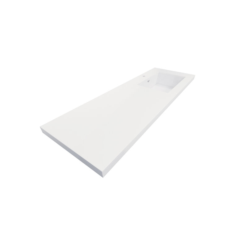 MEBO 19.7'' White Reinforced Acrylic Rectangular Bathroom Sink with Faucet and Overflow