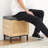 Storage Chest With Foam Pad Seating Cushion, Natural Rattan 16In Storage Bench Organizer