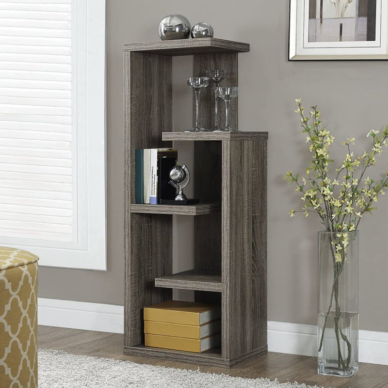 Toto Bookshelf, Bookcase, Etagere, Corner, 5 Tier, 72"H, Office, Bedroom, Laminate, Contemporary, Dark Taupe