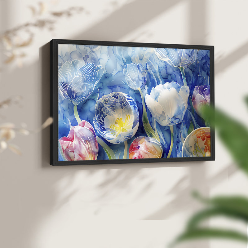 Floral Series-CXV -Framed Print - Restickable, Noir, noir, noir, noir, H 16 po x l 20 po