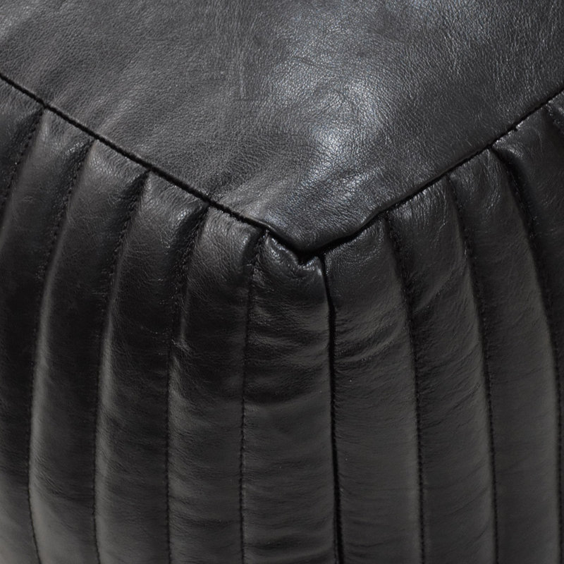 POUF BRUN EN CUIR CARRÉ FABRIQUÉ À LA MAIN - 18 po x 18 po x 18 po, de forme carrée, de couleur brune, uni, cuir Buffalo Genunie, rembourré de coton recyclé, repose-pieds pour le salon, la salle d'étude, Patio et bureau