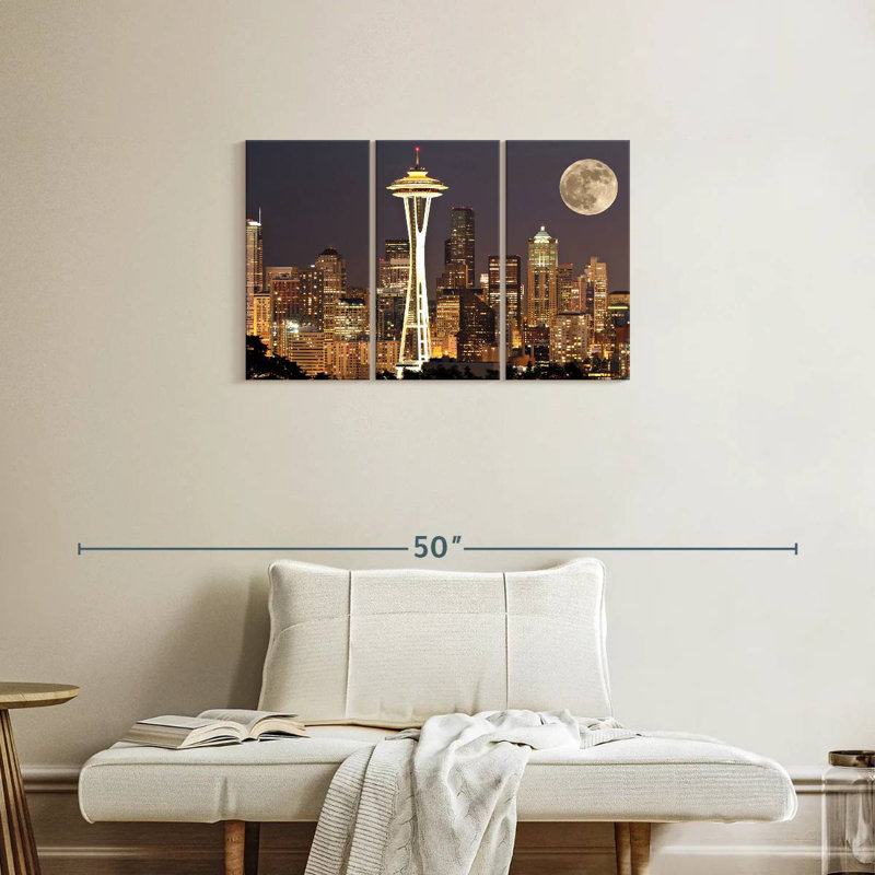 Sebbie Supermoon Over Seattle, 20" H x 33" W