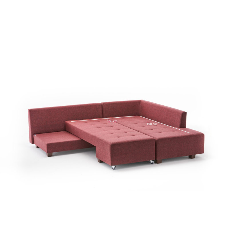 Canapé-lit large de 110,2 po Harjeevan, Orienté à droite, 100 % polyester rouge bordeaux
