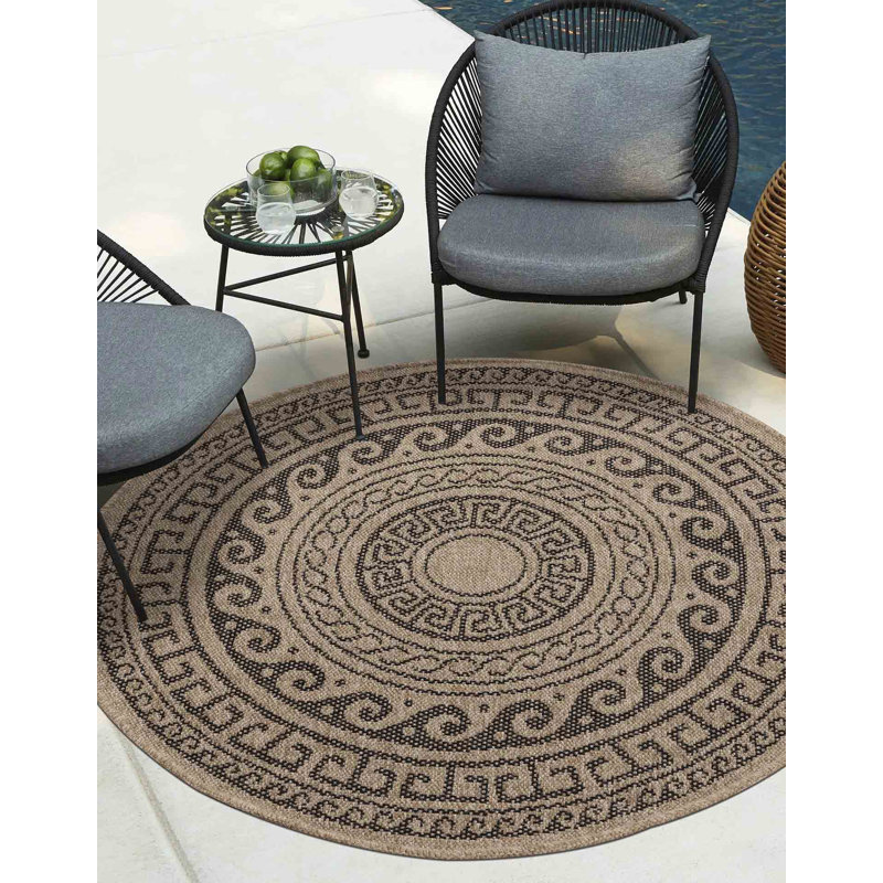Rinu Geometric Area Rug, Round 120cm