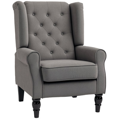 Crisbel Accent Armchair Home Furniture Retro Tufted Club Wood Fabric