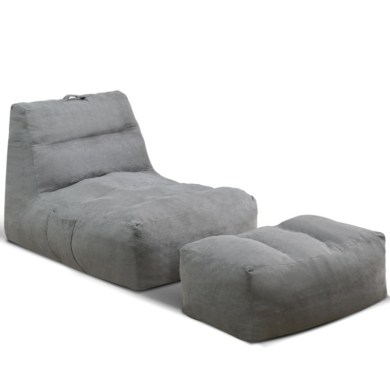 Canapé à billes en mousse viscoélastique avec repose-pieds Premium, Gris
