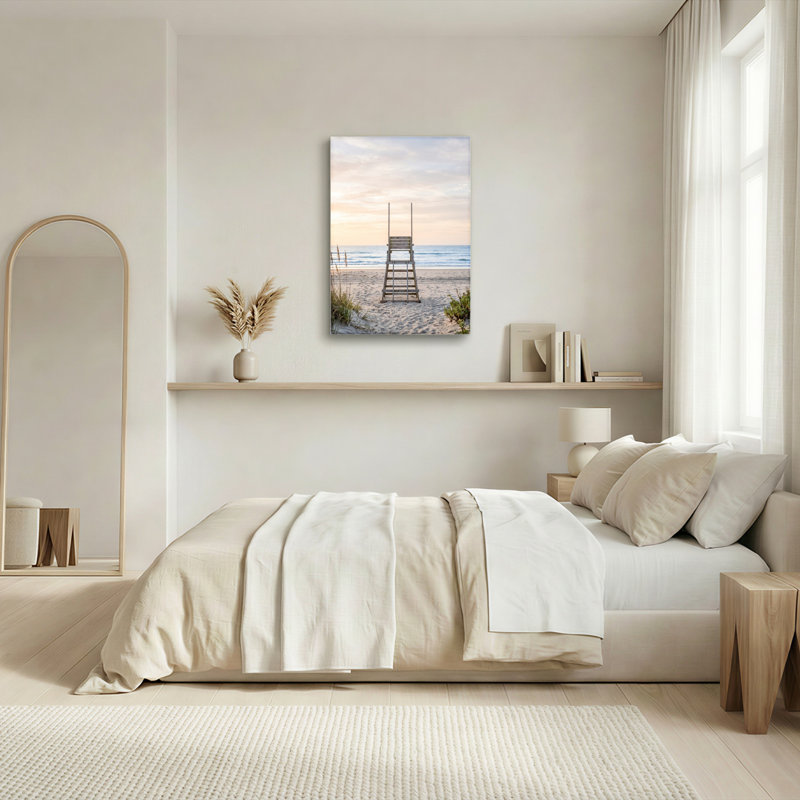 Ensemble de 1 tableau sur toile représentant une chaise de plage, H 48 po x l 32 po, Toile tendue
