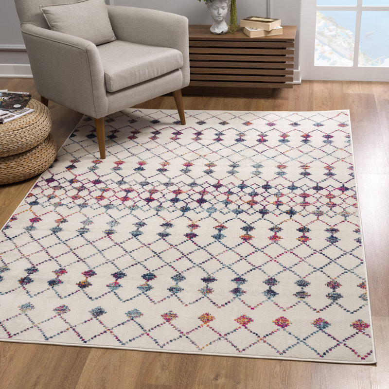 Tapis crème abstrait Kymiere, Rectangle 7 pi 9 po x 10 pi 9 po