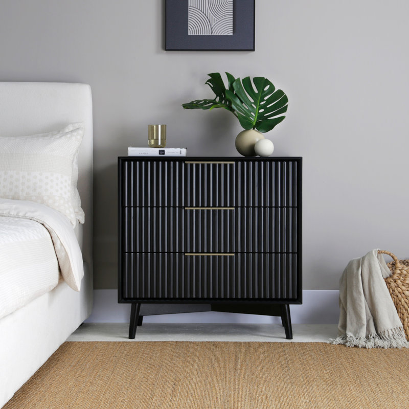 75 cm W Chest of 3 Drawers, Black