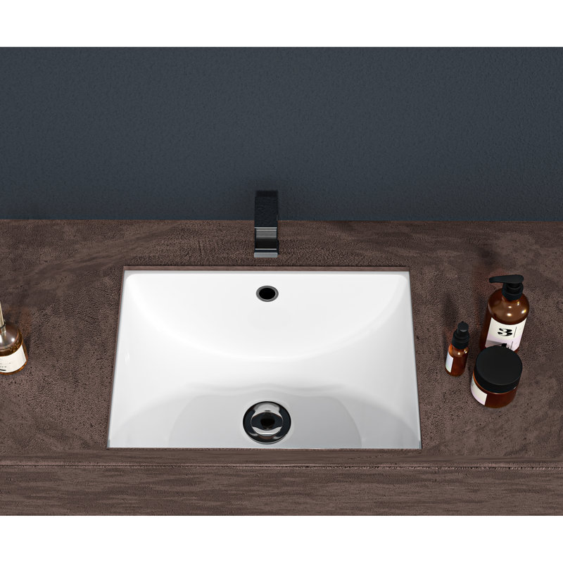 White Ceramic Undermount Sink With Overflow - 19.67"X15", Stain , For Bathroom Updating Modern 19.67X15x7.6, Remodels