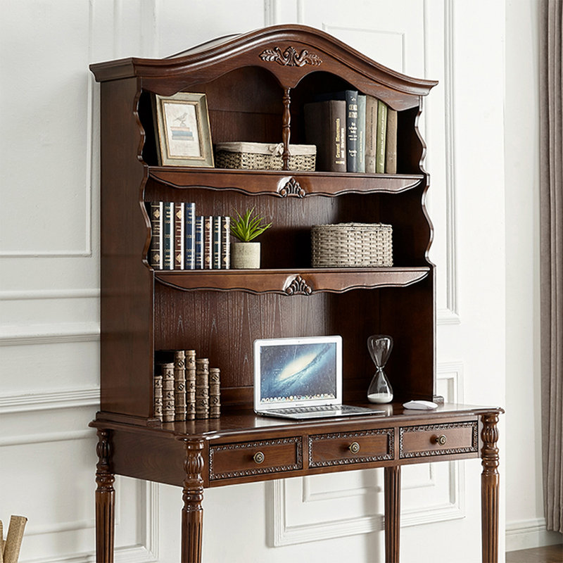 Bureau de direction rectangulaire en bois massif avec tiroirs Walnut