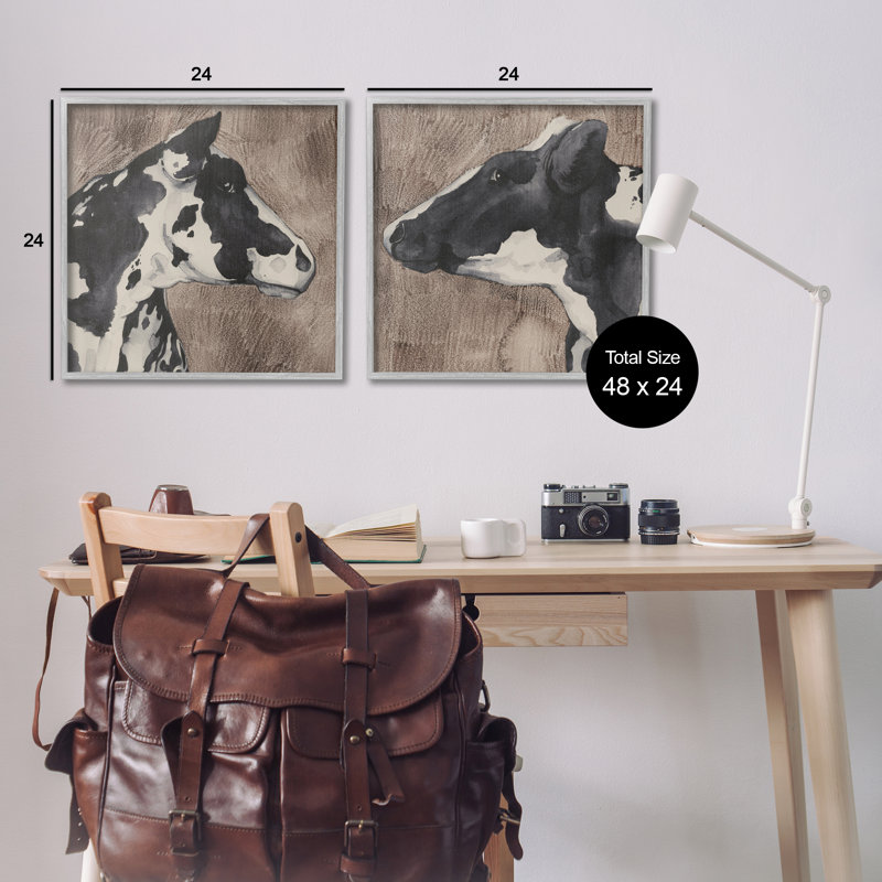 «Holstein Cow Portrait Profile», ensemble de 2 giclées par Grace Popp, Estampe numérique Farmhouse, H 24 po x l 24 po