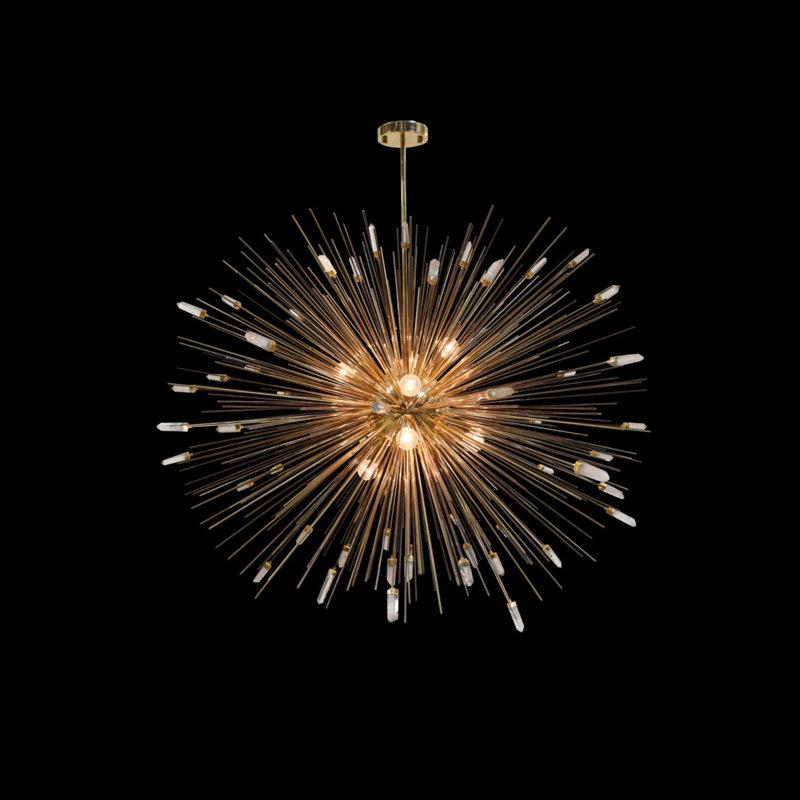 Lustre sphérique spoutnik à 9 lumières Gramercy, Nickel poli, H 48 po x l 58 po x P 58 po