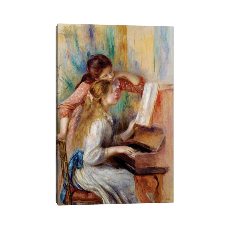 Young Girls At The Piano Preparatory Study by Pierre-Auguste Renoir - Painting on Canvas, Wrapped Canvas