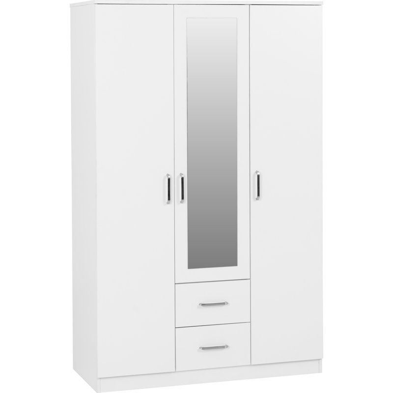 Tarves 3 Door Manufactured Wood Wardrobe, Matt White