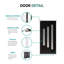 Porte d'entrée transitionnelle en fibre de verre noir avec verre givré vertical, cadre de porte blanc préfini-139030397