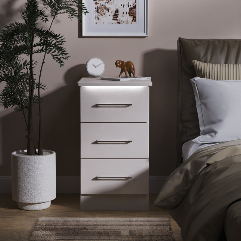 Cenie 40cm W Manufactured Wood Bedside Table, Beige