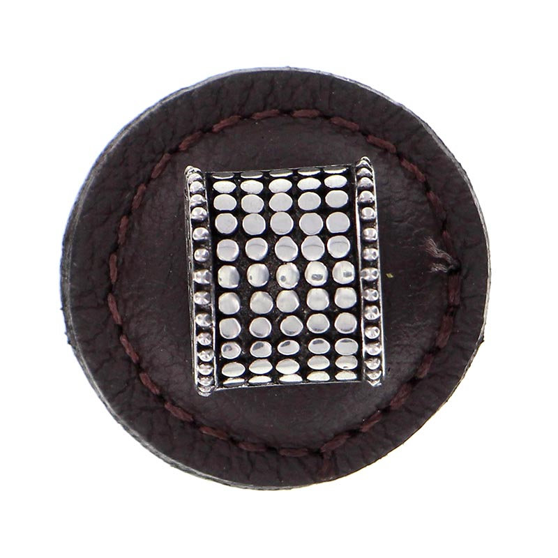 Tiziano Round Knob, Brown, Antique Silver