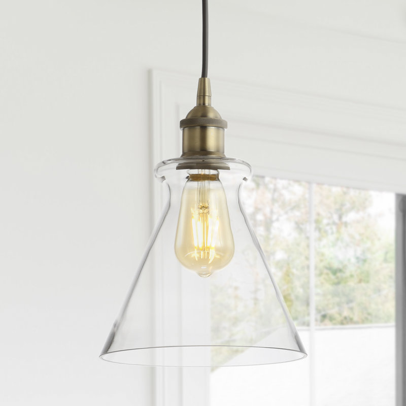 Luminaire suspendu conique à 1 lumière Rochelle, Laiton doré