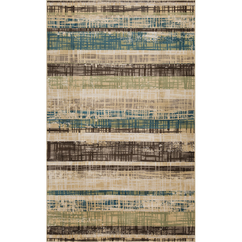 Tapis d'intérieur à rayures abstraites 100% polypropylène Celek, Rectangle 4 pi x 6 pi