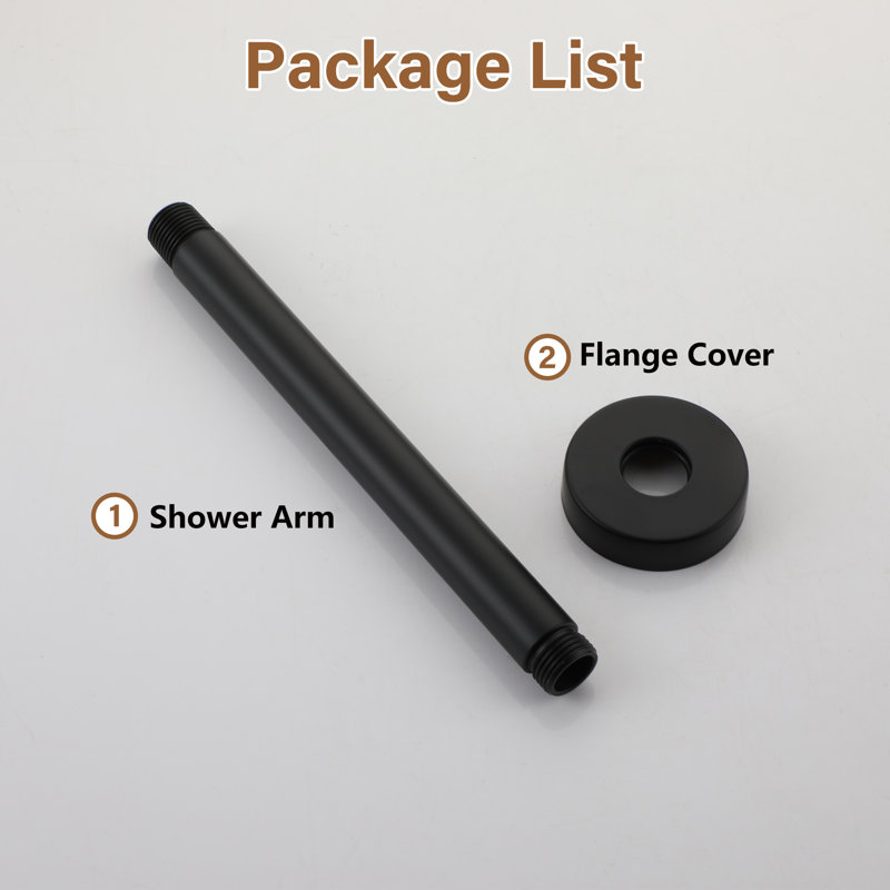 Round Ceiling Mounted Showr Arm, Matte Black