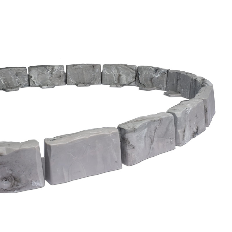 No-Dig Landscape Edging With Anchoring Spikes, 2.7 In Tall Decorative Stone-Look Garden Border, 15 Foot Kit