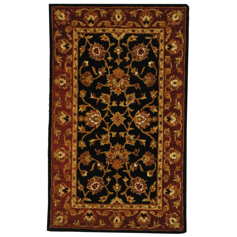 Balthrop Hand Tufted Wool/Cotton/Latex Oriental Rug in Black/Orange