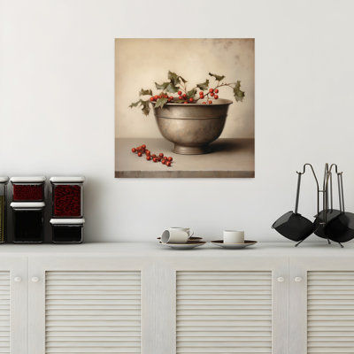Contemporary Holly Bowl With Christmas Holidays Art
