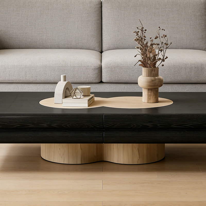 Modern minimalist rectangular coffee table, Black