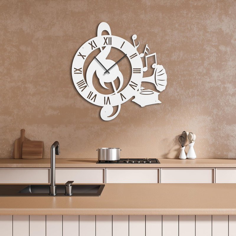 Grande horloge murale silencieuse en métal, L 36 po x H 36 po, Blanc