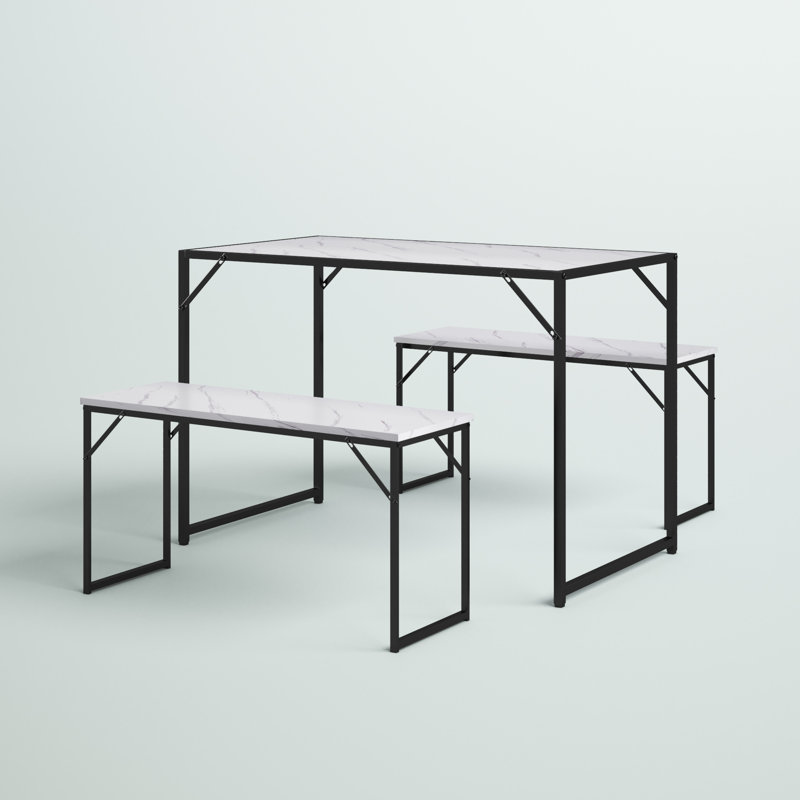 Rehobeth 4 - Person Trestle Dining Set, White, White/Black