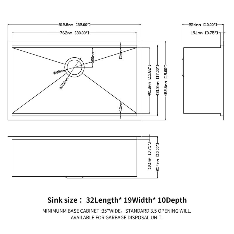 Undermount Workstation Kitchen Sink Single Bowl