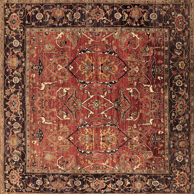 Tapis brun moderne Marquiese Mid-Century 2375, Carré 7 pi