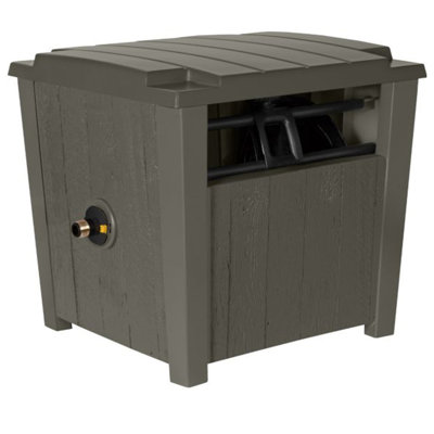 Suncast Farmington 175 pi. Hideaway de tuyau autoportant avec tube intelligent, glissière et raccords en laiton (brun Stoney)